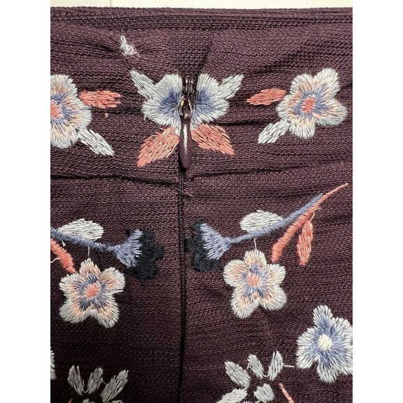 Loft Floral Embroidered Boho Lined Mini Skirt Women's Size 8 Purple - Picture 10 of 11